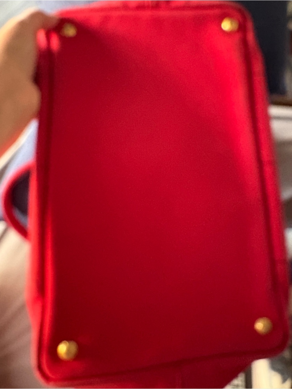 Authentic PRADA Canapa Small Canvas Tote Bag Rosso Red B2439G w/ Auth Card - Picture 5 of 12